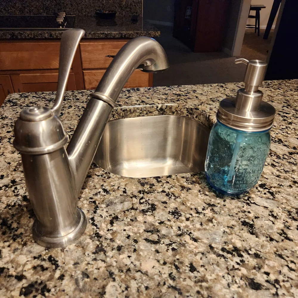 Blue Mason Jar Soap Dispenser With New Dispenser Kit And Two Labels